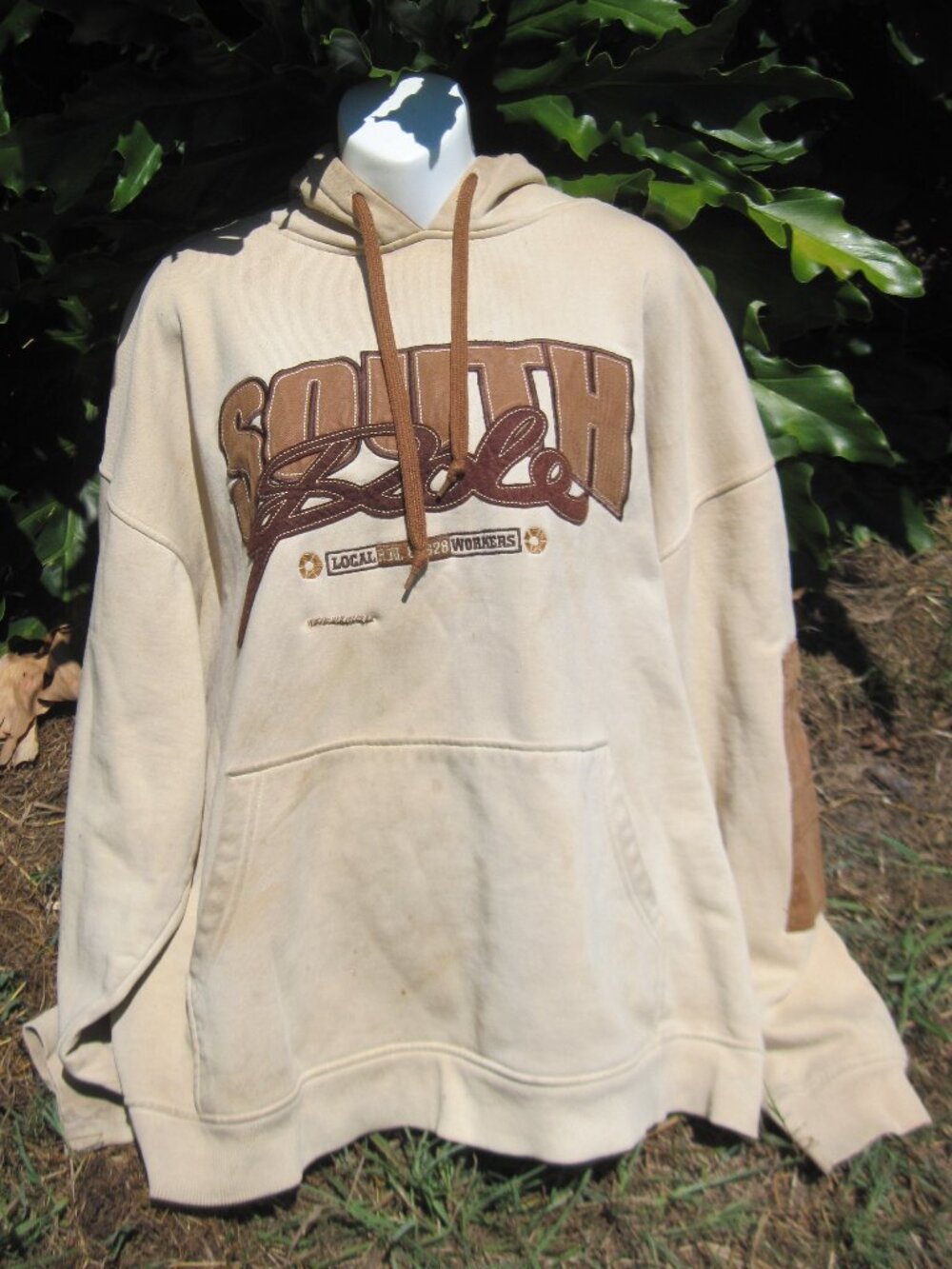 South Pole XXL Beige Pull Over Hoodie Sweater Vintage Y2K Preowned Worn Hooded